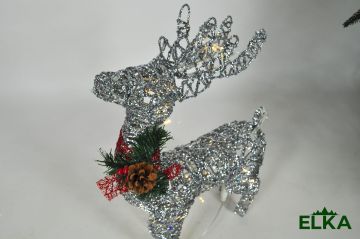 Олень LED 50 см серебро