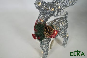 Олень LED 30 см серебро