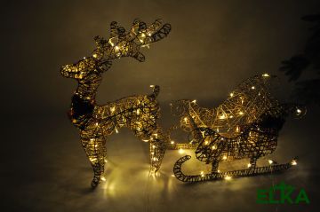Олень с санями LED 70 см золото